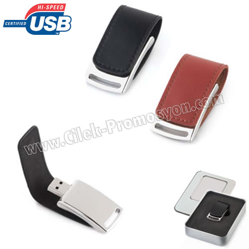 Metal Flash Bellek 8 GB - Deri Koruyuculu