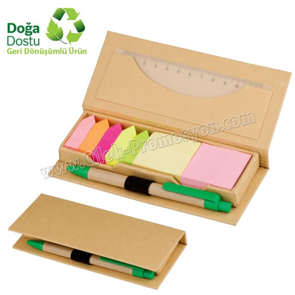 Geri Dönüşümlü Notluk Seti ve Renkli Yapışkan Notluklar