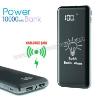 Ucuz Promosyon Kablosuz PowerBank 10000 mAh - Işıklı Baskı - Dijital Ekranlı APB3834