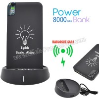 Ucuz Promosyon Kablosuz PowerBank 8000 mAh - Işıklı Baskı - 2 Çıkışlı APB3833