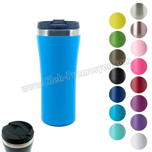Kulpsuz Termos Bardak - Kupa - Mug 480 mL - Metal - Renkli