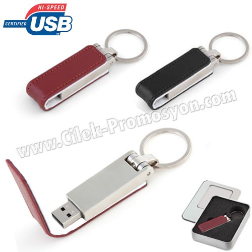 Metal Flash Bellek 8 GB - Deri Koruyuculu