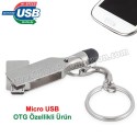 Toptan Ucuz Promosyon OTG Flash Bellek 8 GB - Dokunmatik Uç ve Anahtarlık - Metal AFB3312-8