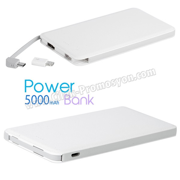 PowerBank 5000 mAh - Kendinden Kablolu
