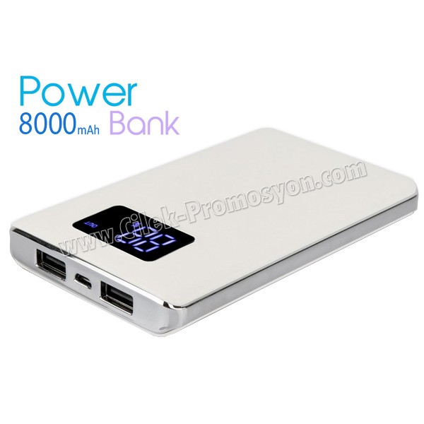 PowerBank 8000 mAh - Dijital Göstergeli - 2 Çıkışlı