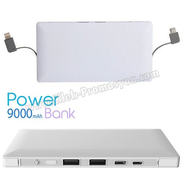 PowerBank 9000 mAh - Kendinden Kablolu