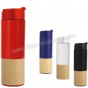 Toptan Ucuz Promosyon Termos Bardak - Kupa - Mug 450 mL - Kulpsuz - Metal & Bambu ATM21176